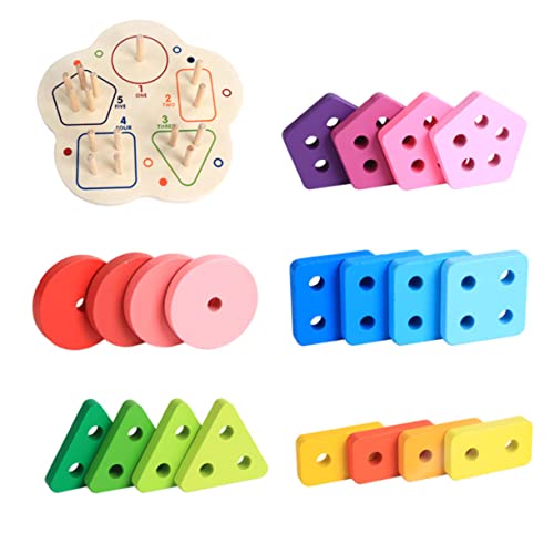 KOMBIUDA 1 Set Geometrische Bausteine Für Pädagogisches Stapelspielzeug Zur Der Intelligenz Und Geometrischen Formen 5 Teiliges Set Für Kreatives Lernen von KOMBIUDA