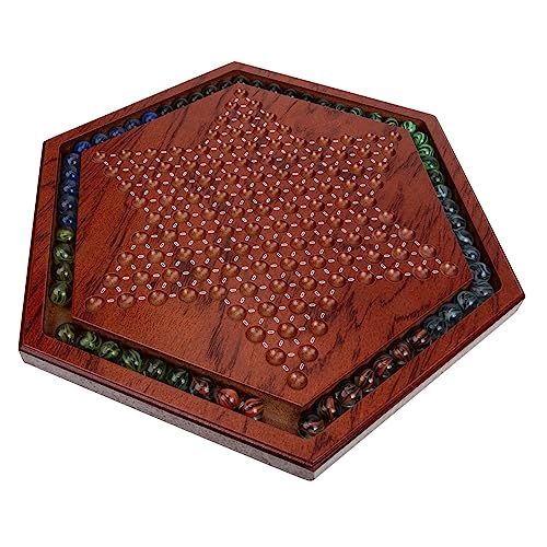 KOMBIUDA 1 Set Holz Chinesische Checker Mit Glasmurmeln Chinesisches Checkers Spielzeugspielzeug von KOMBIUDA