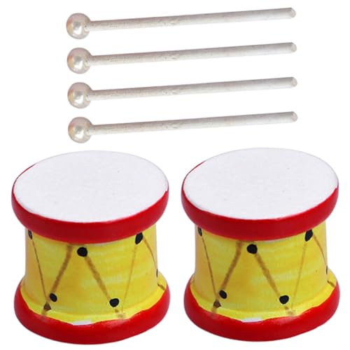 KOMBIUDA 1 Set Holz Miniatur Gitarre Mini Holz Trommel Mini Drumstick Modell Musikinstrument Modell von KOMBIUDA