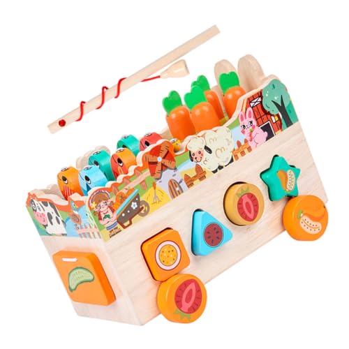 KOMBIUDA 1 Set Holzblock Puzzle Puzzles Puzzle Kinderspielzeug Lernformblöcke Holzspielzeug Formpuzzle Holz Angelspielzeug Interaktives Spielzeug Orange von KOMBIUDA