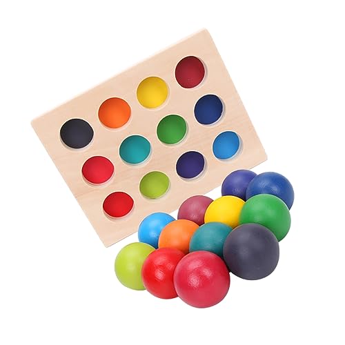 KOMBIUDA 1 Set Holzspielzeug Für Die Früherziehung Sportspielzeug Für Kinderspielzeug Buntes Farbabstimmungsbrett Lernspielzeug Regenbogenspielzeug Aus Holz Bunte Bausteine von KOMBIUDA