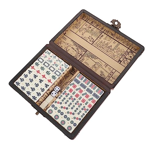 KOMBIUDA Chinesisches Mahjong-Spielset Mini-Reise-Mahjong-Set Mahjong-Kartenset für Zuhause Partys Bars im Freien von KOMBIUDA