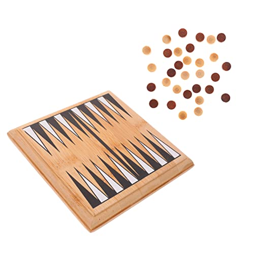 KOMBIUDA 1 Set Mini Backgammon Brettspiel Stirnbänder Spiel Für Brett Für Memory Spiel Magnete Für Kartenspiel Schachbrett Kinderspielzeug Mini Reisespielzeug Bambus von KOMBIUDA