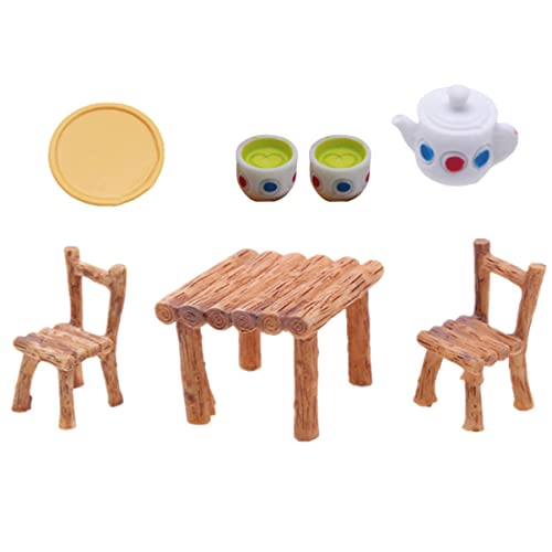 KOMBIUDA 1 Set Miniatur Tee Set Puppenmöbel Tee Tassen Kindertisch Und Stühle Tee Töpfe Babypuppenspielzeug Dekoration Spielzeughaus Mini Tiny Tea Ware Toy Plastik von KOMBIUDA