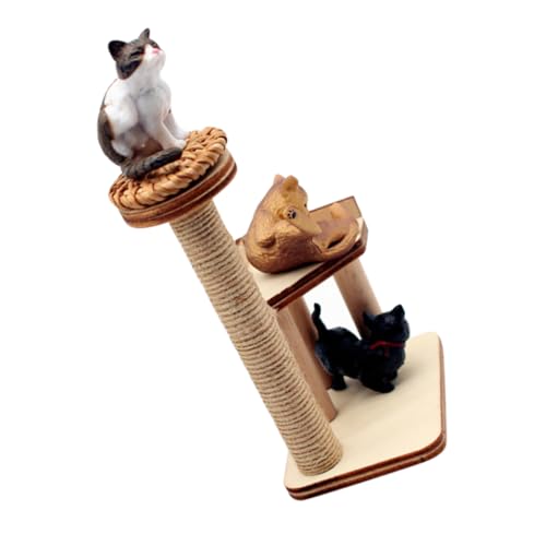 KOMBIUDA 1 Set Puppenhaus Katzen Klettergerüst Heimdekoration Hausdekorationen Für Zuhause Holzspielzeug Mini Hausbedarf Miniaturmöbel Mini Holz Katzenbaum Miniatur von KOMBIUDA