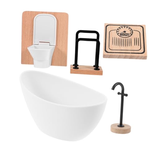 KOMBIUDA 1 Set Puppenzimmer Badezimmer Dekorationen Puppenhaus Toilette Miniaturmöbel Toilette Für Puppenhaus Puppenhaus Badewanne Puppenbad Mini Badewanne Miniatur Dusche Zubehör von KOMBIUDA