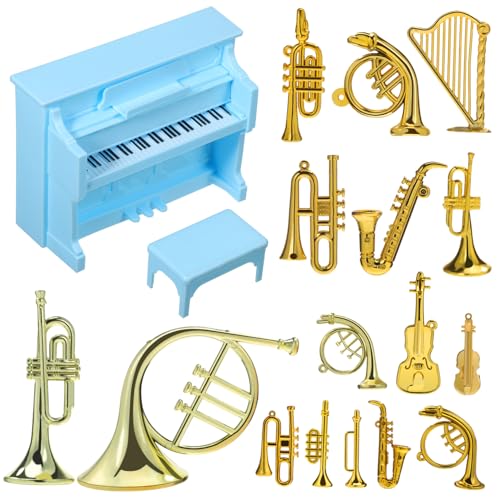 KOMBIUDA 1 Set Winzige Dekore Instrumente Mini Musikzubehör Puppenhaus Ornamente Klavier Miniatur Geige Hausdekorationen von KOMBIUDA