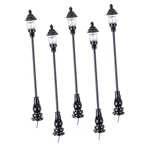 KOMBIUDA 10 STK Modell Gartenleuchte Mini Lichterkette Modelleisenbahnlampe Parklampe Miniatur Mini-gartenlampe Outdoor-dekor Miniaturlichter Straßenlichter Black Edelstahl Plus Abs von KOMBIUDA