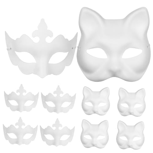 KOMBIUDA Tier Masken 10 Stk Zellstoff-maske Spitze Katze Fuchsmaske Tiermasken Weiße Masken Katzenmaske Halloween Maske Halloween-maske Opmasken Leere Maske Katzenmaske Für Kinder Katzen Mask von KOMBIUDA