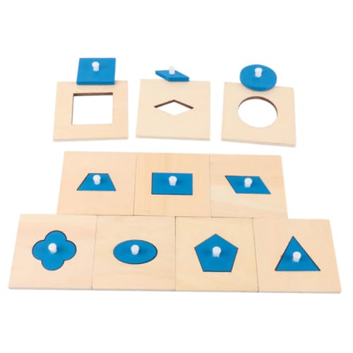 KOMBIUDA 10 Stücke Geometrie Bord Puzzles Bausteine ​​Puzzles Erkenntnis Form Passenden Pädagogisches Sensorischen Geometrie Form Holz von KOMBIUDA