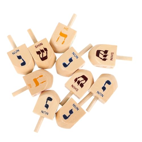 KOMBIUDA 10 Teiliges Set Kreisel Spielzeug Lustiges Chanukka Spielzeug Chanukka Spiel Dreidel Klassischer Kreisel Aus Holz von KOMBIUDA