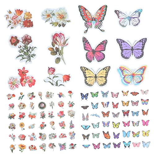 KOMBIUDA Blumenmuster Wandtattoos Aufkleber Set Für Gepäck Wohnkultur Schmetterling Aufkleber Abnehmbare Aufkleber von KOMBIUDA