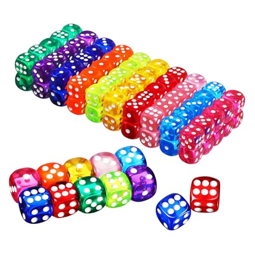 KOMBIUDA 100 STK Würfel 100 Stück 10 Farben Verpackt Farkle-Spiel Farkle Klassisches Würfelspiel Brettspielwürfel Große Leere Würfel Mini-würfel Würfel Für Das Klassenzimmer Spiele Acryl von KOMBIUDA