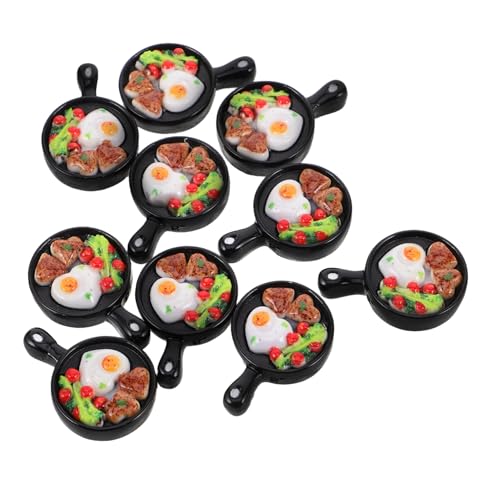 KOMBIUDA 10Pcs Bratpfanne Frühstücks Pfannen Kochgeschirr Kochgeschirr Miniaturpuppenhauszubehör Topf Miniaturgegenstände Frühstück Orumament Miniatur Küchenzubehör Mini Ei Pfanne Plastik von KOMBIUDA