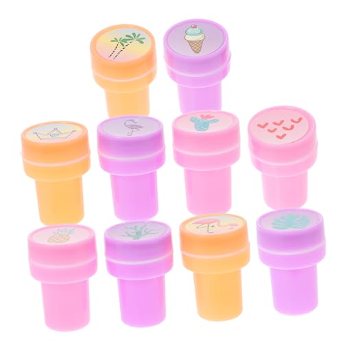 KOMBIUDA 10St Kinderstempel Sommerstempel Stempelset für für Geburtstagsgeschenke für Partys Handstempel für Selbstfärbende Stempel Mini-Stempel PVC von KOMBIUDA