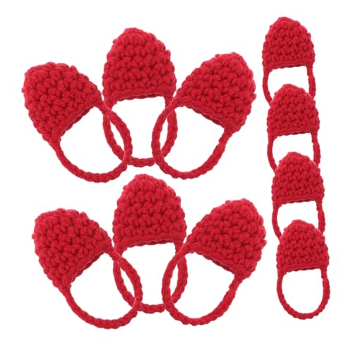 KOMBIUDA 10St Puppenhandtasche Wolltasche für Puppen Puppenmode Accessoire Gepäck für Puppen Miniatur-Zubehör Kinderset süße Handtaschen handgemachte gestrickte Puppentasche Garn rot von KOMBIUDA