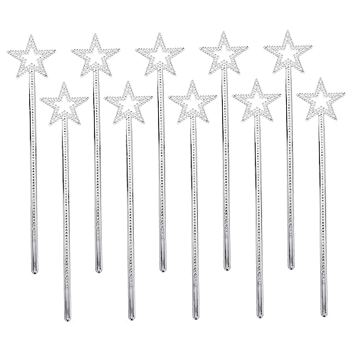 KOMBIUDA 10St kleines Mädchen Zauberstab Feenhaftes Lichterketten Glitzer Zauberstab Party Fairy Wand Kinderkleider dekorative Feenstäbe Glitzer-Fee-Sticks Plastik Silver von KOMBIUDA