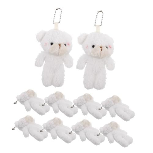 KOMBIUDA 10st Bärenanhänger Kleine Kuscheltiere Abschlussbärenpuppen Plüschbär-schlüsselanhänger Kleiner Ausgestopfter Bär Mini-bärenpuppen Abschlussbär Plüsch Kurzer Plüsch Beige von KOMBIUDA