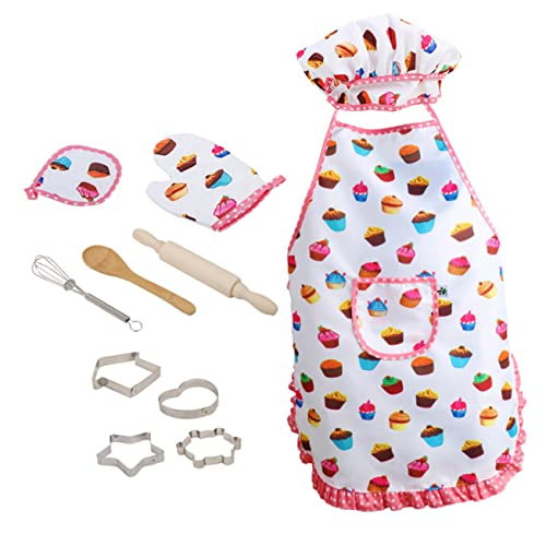 KOMBIUDA Apron Kids Spielzeug Für Die Kinderküche 11 Teiliges Kochset Mit Schürze Und Kochmütze Rollenspiel Küchenaccessoires Für Ideales Für Kreative Koch Und Backaktivitäten Der Spielküche von KOMBIUDA