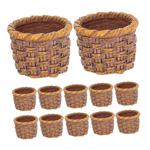 KOMBIUDA 12 Stück Mini Rattankorb Rattan Imitation Mini Körbe Kleine Gewebte Fischerkörbe Puppenhauskorb Kunststoff Hellbraun KOMBIUDA 12 Stück Mini Rattankorb Rattan Imitation Mini Körbe Kleine Gewebte Fischerkörbe Puppenhauskorb Kunststoff Hellbraun von KOMBIUDA