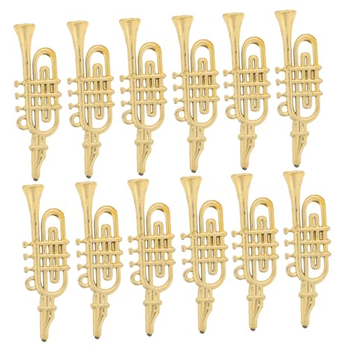 KOMBIUDA 12st Weihnachtsdekoration Weihnachtsgirlande Miniatur-Saxophon Musikspielzeug Horn Mini-posaunespielzeug Puppenhaus-miniaturen Miniatur-Musikinstrument Mini-trompete Plastik Golden von KOMBIUDA