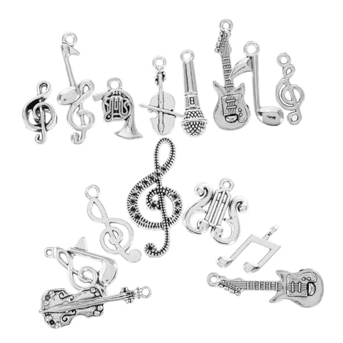 KOMBIUDA 14 Stück Musik Accessoires Kreativer Musik Charm Gitarren Zubehör Violin Anhänger Musiknoten Schmuck Handgemachter Instrument Charms Kleidung Brosche Musiknote Gitarren von KOMBIUDA