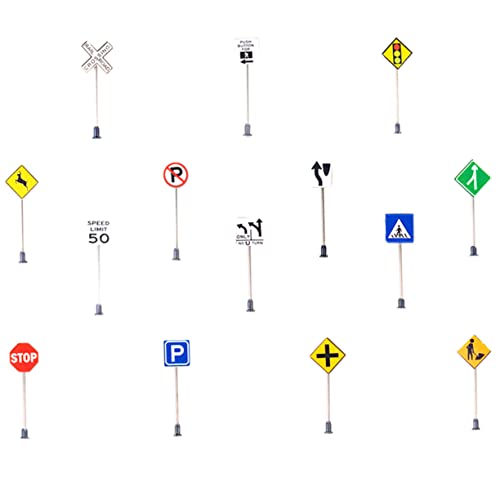 KOMBIUDA 14 Teiliges Mikro Landschaftszubehör Mini Verkehrsschild Lernspielzeug Simulation Verkehrsschilder Rollenspiel Straßenschild Landschaftsschild Miniatur Sandtisch von KOMBIUDA