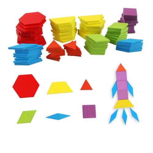 KOMBIUDA 155 Teile Geometrische Formen Holzpuzzle Lernspielzeug Für Kinder Kreatives Und Lustiges Spielpuzzlespielzeug Fördert Feinmotorik Und Logisches Denken von KOMBIUDA