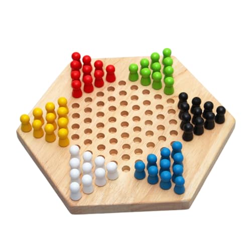 KOMBIUDA 1Stk Chinesische Dame Chinese Checkers dartscheibe Kinder einschlaflicht Erwachsene spielwaren Toy Entwicklungsspielzeug Kinder Dame Checker-Spiel sechseckige Dame aus Holz Bambus von KOMBIUDA