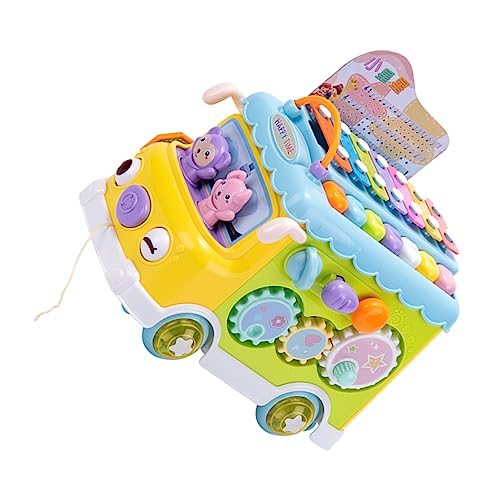 KOMBIUDA 1stk Kinderklavier Xylophon Babyspielzeug Xylophon-Bus- Bus Ziehendes Xylophon in Busform Schulbus Mit Klopfendem Klavier -mädchen-Jungen- Plastik von KOMBIUDA