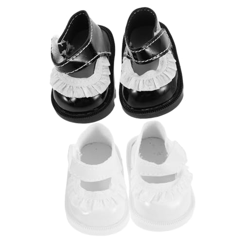 KOMBIUDA 2 Paare Miniatur Puppenschuhe mit Blumen-Spitze Mini Schuhe für Puppenhaus Ersatz-Accessoires für Mädchen Babypuppe Kleidungszubehör Weiß und Schwarz KOMBIUDA 2 Paare Miniatur Puppenschuhe mit Blumen-Spitze Mini Schuhe für Puppenhaus Ersatz-Accessoires für Mädchen Babypuppe Kleidungszubehör Weiß und Schwarz von KOMBIUDA