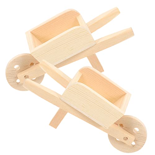 KOMBIUDA 2 STK Mini-Kinderwagen bastelzeug handwerkskunst spielwaren draußen Toys Miniwagen Puppenhauswagen, Schubkarren Mini-Cart-Schubkarren-Modelle Puppenhauskarren Holz von KOMBIUDA