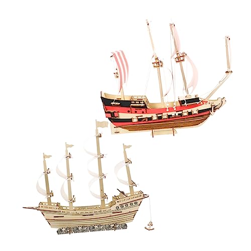 KOMBIUDA 2 Sätze 3D-segelpuzzle Segelbootdekor 3D-Puzzles Für Erwachsene -segelboot Modelle Für Erwachsene Segelbootmodell Zusammengebautes Segelboot-modellbausatz Holz von KOMBIUDA