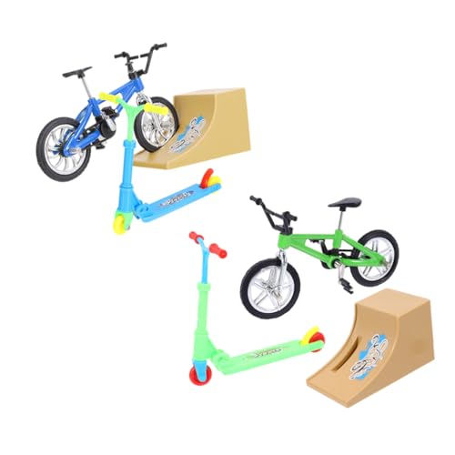 KOMBIUDA 2 Sätze Fingerrad Fingerboard-Skatepark Fingerbike mit Rampe Heimtrainer Spielzeug für Kinder kinderspielzeug tragbares Fingerspitzenspielzeug Fingerspitzen-Sportspielzeug Plastik von KOMBIUDA