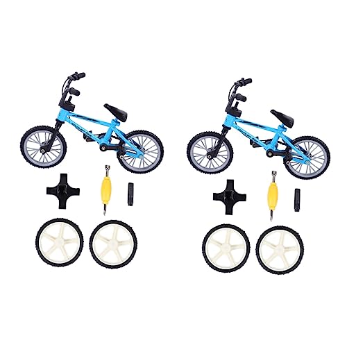 KOMBIUDA 2 Sätze Fingerrad Fingerfahrräder Finger Fahrrad Miniaturfiguren Miniatur-fahrradmodell Spielzeug Für Mini-Bikes Mini-MTB Miniatur-fingerspielzeug Aluminiumlegierung Blue von KOMBIUDA