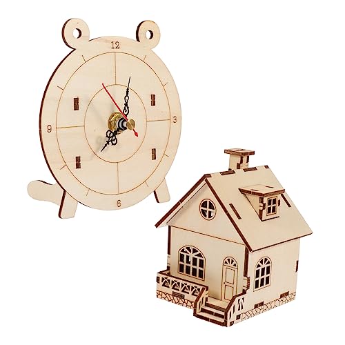 KOMBIUDA 2 Sätze Mechanisches Puzzle Heimdekoration Beute Doppelseitige Werkzeuge Außendekoration Kinderspielzeug Kabellose Dekoration Stecker Netzteil Schutzhülle Uhr-Puzzle Beige Holz von KOMBIUDA