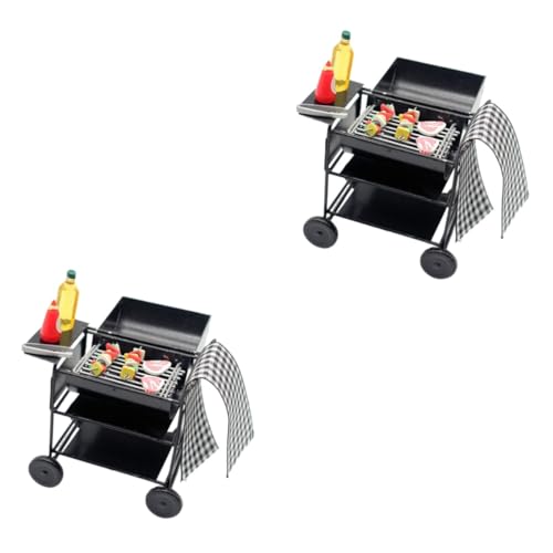 KOMBIUDA 2 Sätze Mini-Grill Miniatur-kochgeschirr Puppenhausgrill Szenenlayout- Kleiner Grill Mini-küchengeschirr Kleiner Hausgrill Küchengeräte Spielen Grill Modell Legierung von KOMBIUDA