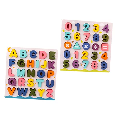 KOMBIUDA 2 Sätze Puzzle Buchstabenblöcke Aus Holz Alphabet Und Nummernalphabetblöcke Blöcke Bildungsblöcke Hölzern von KOMBIUDA