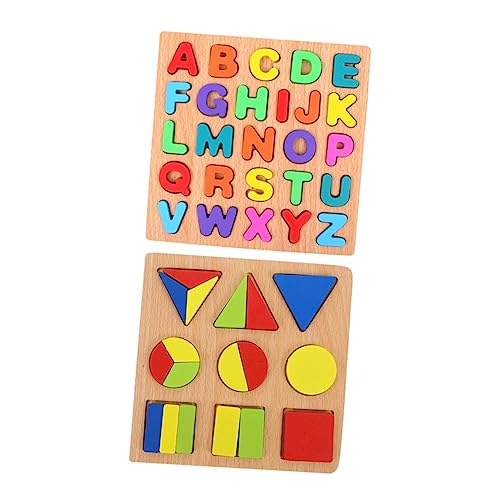 KOMBIUDA 2 Sätze Puzzle Buchstabenlernspielzeug Kleinkindspielzeug Für Mädchen Formpassendes Spielzeug Form-lernspielzeug Formblöcke Passen Zu Spielzeug Bildungsspielzeug Colorful Hölzern von KOMBIUDA