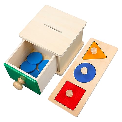 KOMBIUDA 2 Satz Münzbox Geometrie -rätsel Kinderspielzeug Puzzles Puzzle Für Puzzlematte Für Kleinkinder Blockiert Geometrische Blöcke Holz von KOMBIUDA