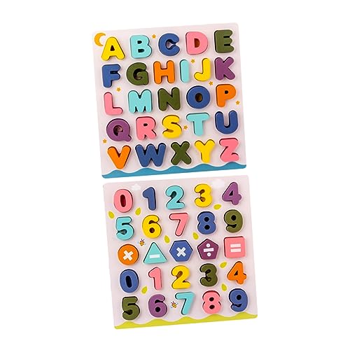 KOMBIUDA 2 Sets Kinder Pädagogisches Puzzlespielzeug Holz Alphabet Und Anzahlerkennung Spielzeug von KOMBIUDA