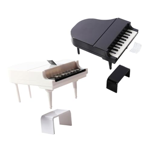 KOMBIUDA Mini Klavier 2 Sets Miniatur Klavier Modell Für Puppenhaus Weißes Und Schwarzes Klavier Mit Zubehör Musikinstrument Dekoration Für Puppenhaus Miniaturen Und Zubehör von KOMBIUDA