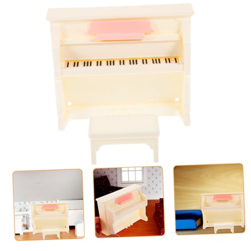 KOMBIUDA 2 Sets Puppenhaus Klavier Kinderklavier Kinderklavier Puppenhausmöbel Klavier Für Mini Mini Klavier Und Hocker Mini Musikinstrument Kunststoff Beige von KOMBIUDA