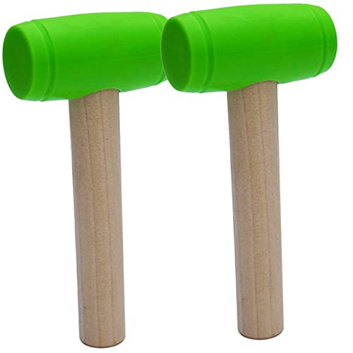 KOMBIUDA 2 Stück Kleiner Holzhammer Hammer kinderwerkbank weihnsgeschenke bastelsets für glowingtoys gefälschter Holzhammer Kinderhammer pp Green von KOMBIUDA