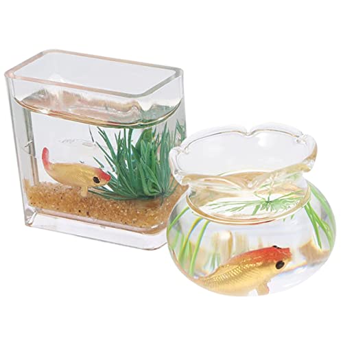 KOMBIUDA 2 Stück Miniatur Aquarien Aus Verschleißfest Dekorative Fischschalen Für Desktop Dekoration Ideal Für Pflanzen Und Figuren Perfekt Tischornament Für Wohnzimmer Und von KOMBIUDA