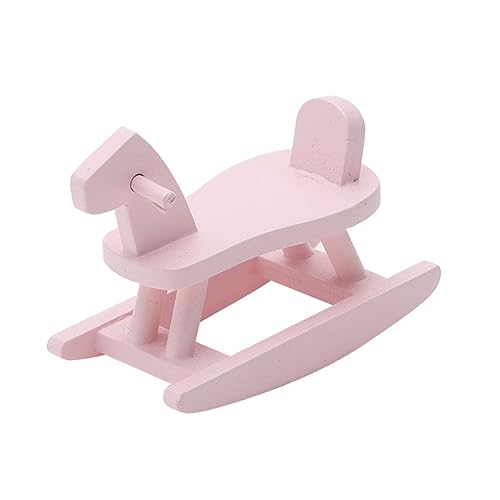 KOMBIUDA 2 Stück Puppenhauszubehör Ornamente Zum Basteln Dekorationen Wohnaccessoires Ornament Mini Schaukelpferd Miniatur Hauszubehör Schaukelpferd Modell Rosa Birke von KOMBIUDA