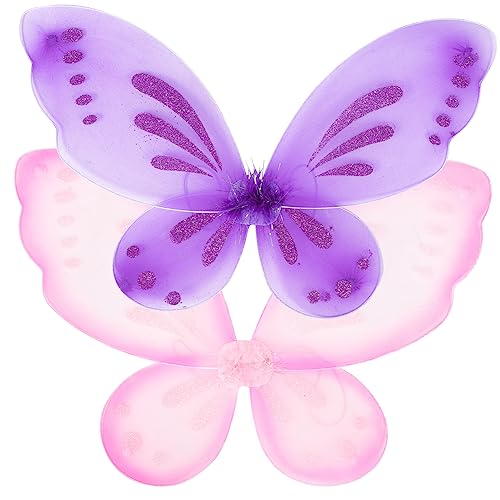 KOMBIUDA 2 Stück Schmetterlingsflügel Fee Kostüm Set Für Mädchen Karneval Und Cosplay Bunte Butterfly Wings Zubehör Für Tanz Und Party von KOMBIUDA