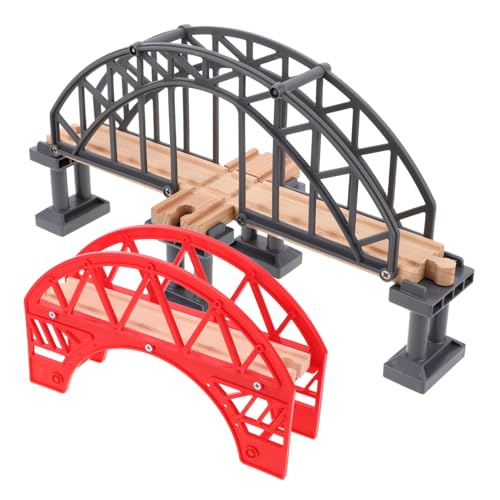 KOMBIUDA 2 Stücke Holz Zug Eisenbahn Brücke Zug Eisenbahn Brücke Zug Rack Brücke Modell Holz Bogen Brücke Plattform Dekorative Brücke Modell DIY von KOMBIUDA