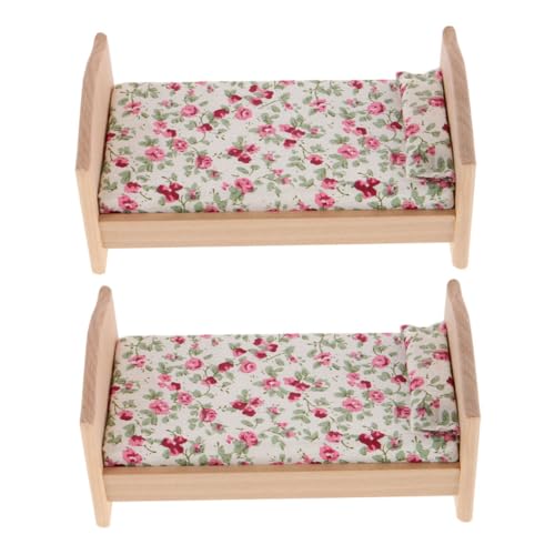 KOMBIUDA 2 Stücke Miniatur Puppenhaus Bett Holz Einzelbett mit Matratze und Kissen Vintage Miniaturmöbel für Puppenhaus Schlafzimmer Dekoration Realistische Kinderzimmer Szene Zubehör KOMBIUDA 2 Stücke Miniatur Puppenhaus Bett Holz Einzelbett mit Matratze und Kissen Vintage Miniaturmöbel für Puppenhaus Schlafzimmer Dekoration Realistische Kinderzimmer Szene Zubehör von KOMBIUDA