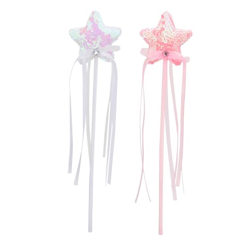 KOMBIUDA 2 Stücke Zauberstab Fairy Wand Kinderkleider Kinderfest glitzerstab igelkostümkinder Feenflügel Kostüm dekorativer Feenstab Zauberstäbe mit Schleifendesign Plastik von KOMBIUDA